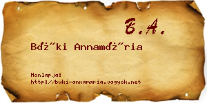 Büki Annamária névjegykártya